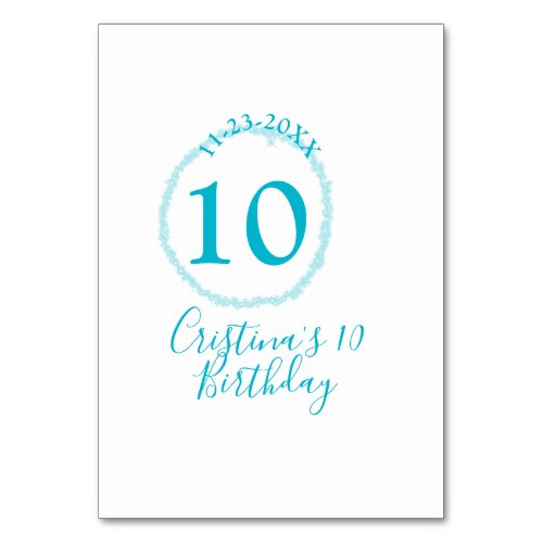 Turquoise circle. Round glitter 10th birthday bold