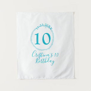 Turquoise circle. Round glitter 10th birthday bold Tapestry