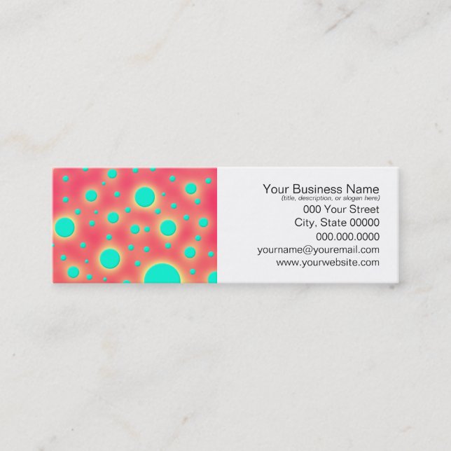 Turquoise Circles over Bright Pink Modern Design Mini Business Card (Front)