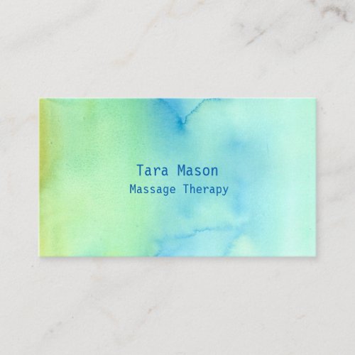Turquoise Citron Green Watercolor Wash Business Card