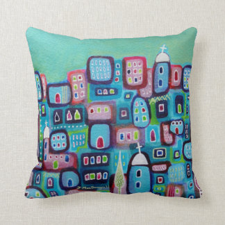 Turquoise City Throw Pillow