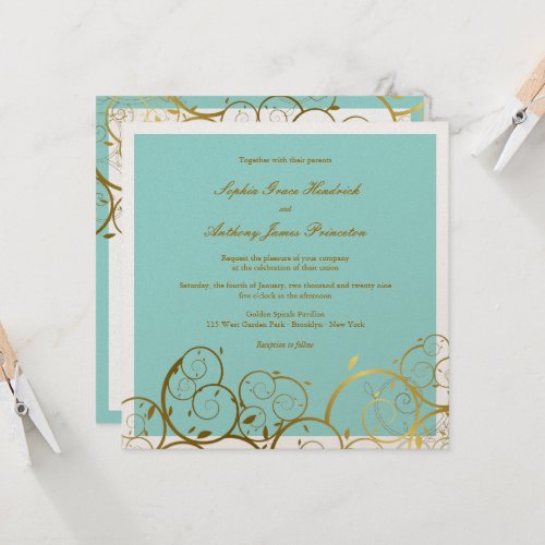 Stylish Classy Golden Spirals Wedding Invitation