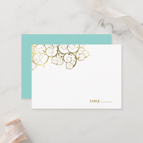 Golden Spirals Wedding Guest Seating Place Card Business Cards