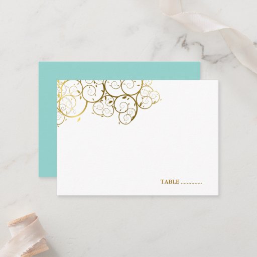 Customizable Golden Spirals Wedding Guest Seating Place Card Business Cards