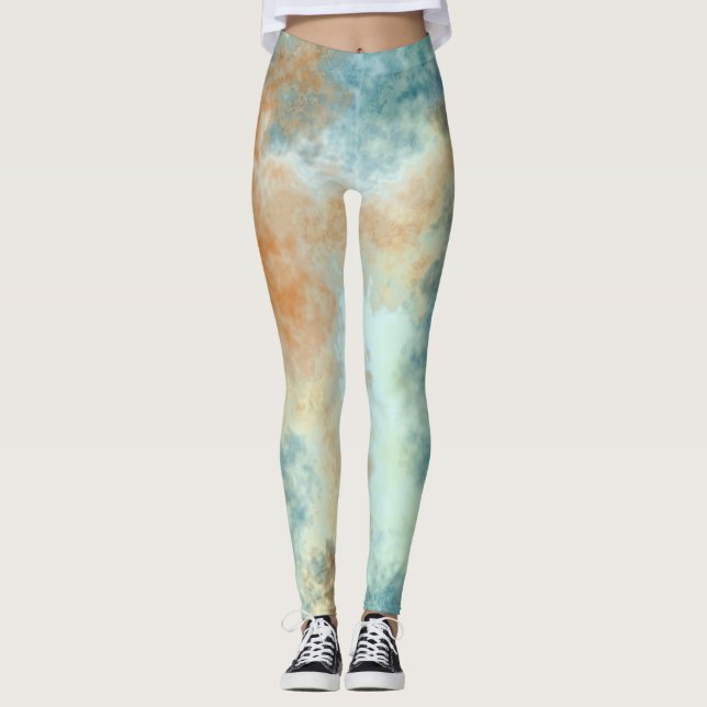 Turquoise Cloud art Leggings (Front)