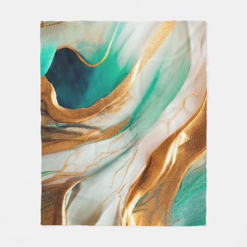 Turquoise Coast Abstract Flowing Art Fleece Blanket