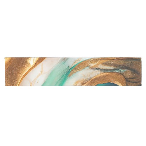 Turquoise Coast Abstract Flowing Art Short Table Runner