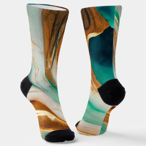 Turquoise Coast Abstract Flowing Art Socks
