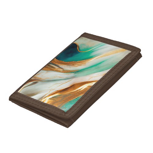 Turquoise Coast Abstract Flowing Art Trifold Wallet