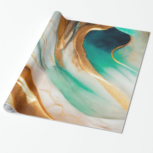 Turquoise Coast Abstract Flowing Art Wrapping Paper