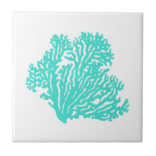 Turquoise Coastal Coral Ceramic Tile