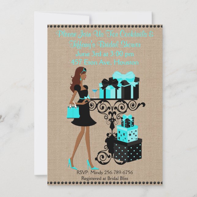 Turquoise Cocktail Keep Calm Bridal Shower Invite (Front)