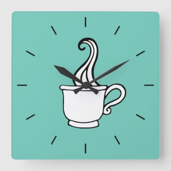 Turquoise Coffee Diner Wall Clock by suncookiez at Zazzle