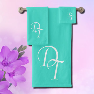 Turquoise color bath towel set