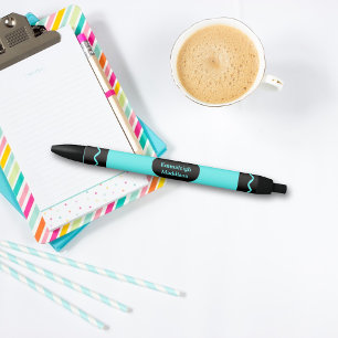Turquoise Color Crayon Wrap Monogram Pen