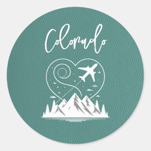 Turquoise Colorado Passport  Classic Round Sticker