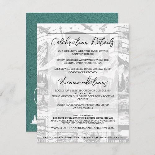Turquoise Colorado Passport Wedding Enclosure Card