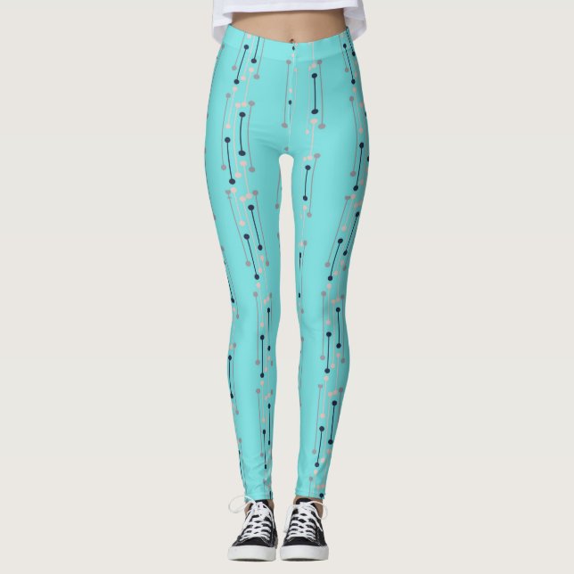 turquoise Colorsmith abstract design Leggings (Front)