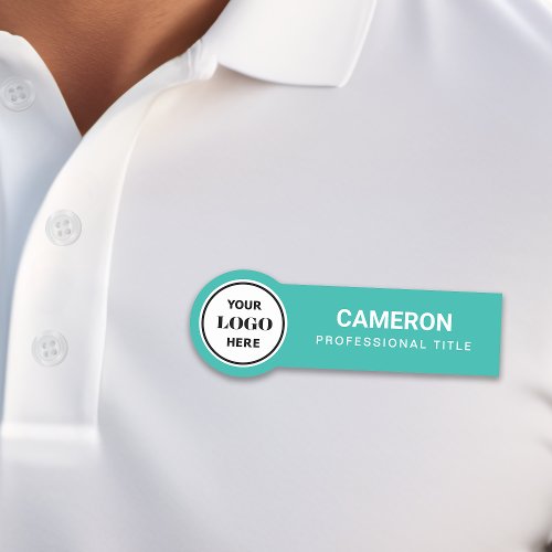 Turquoise Company Logo Name Tag