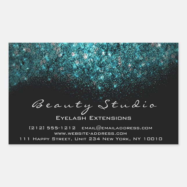 Turquoise Confetti Eyelash  Makeup Beauty Salon Rectangular Sticker (Front)