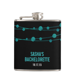 Turquoise Confetti Personalized Bachelorette Party Flask