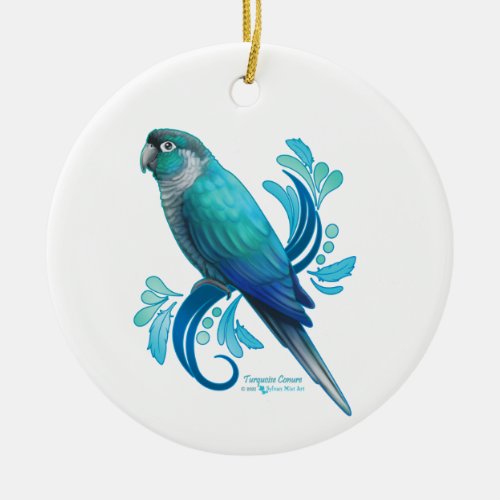 Turquoise Conure Ceramic Ornament