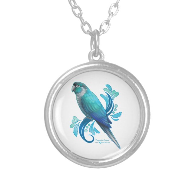 Turquoise Conure Silver Plated Necklace (Front)