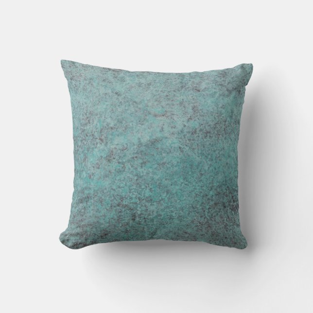 Turquoise Copper Patina texture gift Throw Pillow (Front)