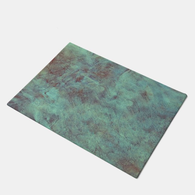 Turquoise Copper Textured Grunge Doormat (Angled)