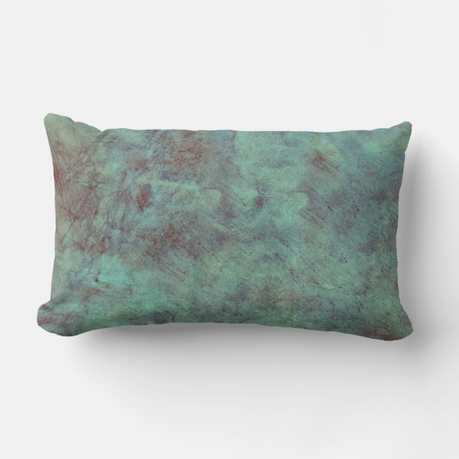 Turquoise Copper Textured Grunge Lumbar Pillow (Front)
