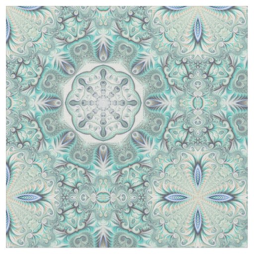 Turquoise Coral Reef Mandala Fabric | Zazzle.com