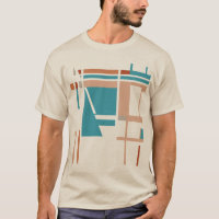 Turquoise Coral Rust Taupe MCM-inspired Squares