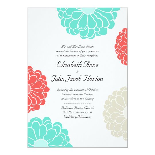 Coral And Turquoise Invitations 4