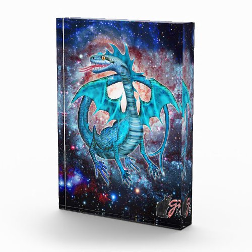 Turquoise Cosmic Dragon Acrylic Block