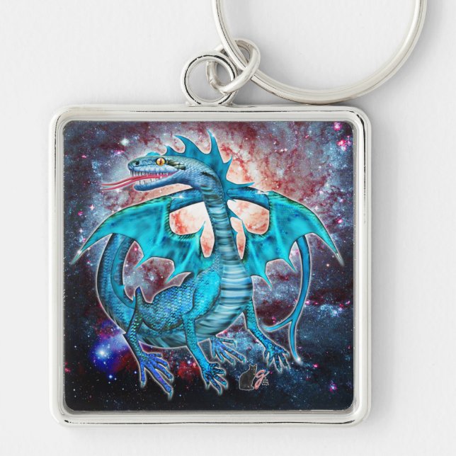 Turquoise Cosmic Dragon  Keychain (Front)