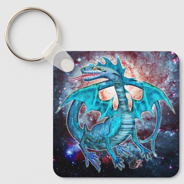 Turquoise Cosmic Dragon  Keychain (Front)