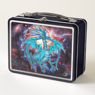 Turquoise Cosmic Dragon Metal Lunch Box