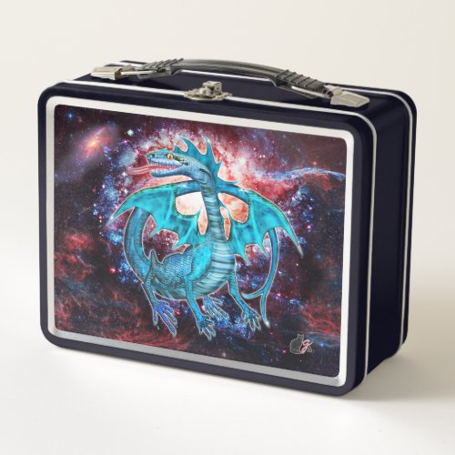 Turquoise Cosmic Dragon  Metal Lunch Box