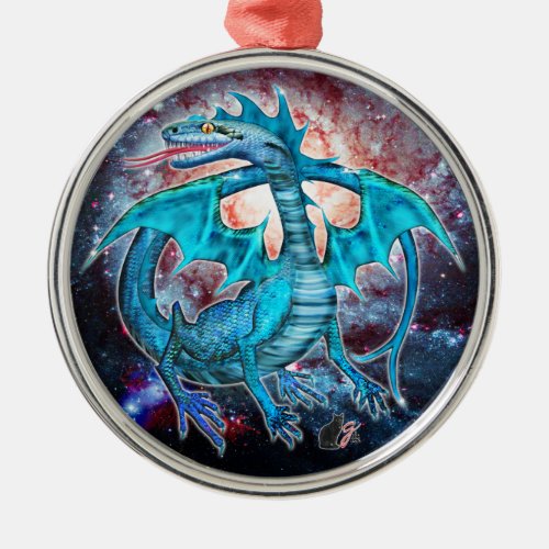 Turquoise Cosmic Dragon Ornament