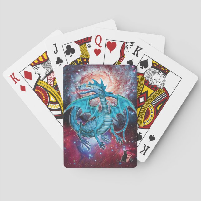 Turquoise Cosmic Dragon Poker Cards (Back)