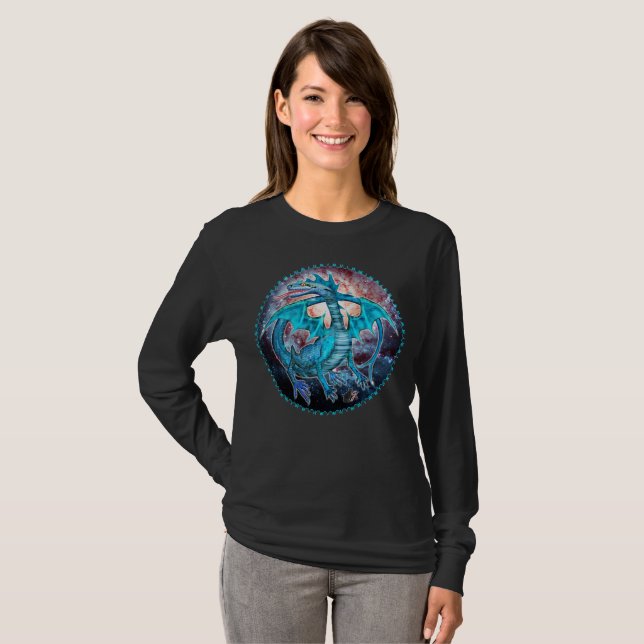 Turquoise Cosmic Dragon T-Shirt (Front Full)