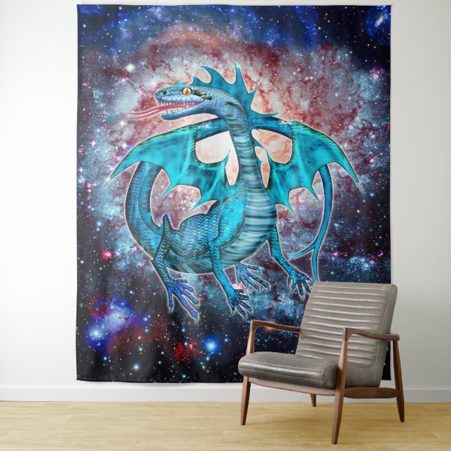 Turquoise Cosmic Dragon  Tapestry (In Situ)