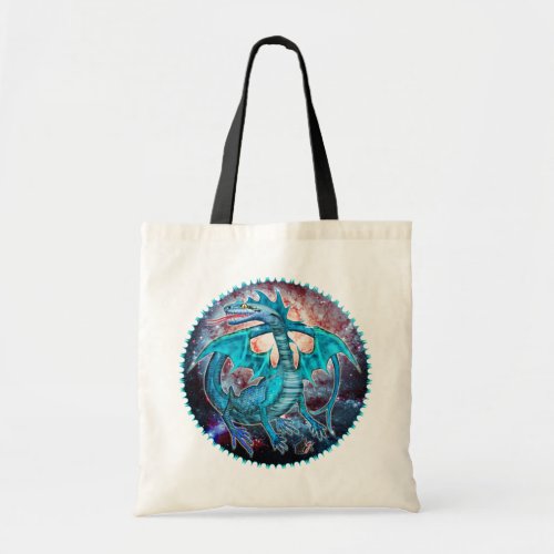 Turquoise Cosmic Dragon Tote Bag