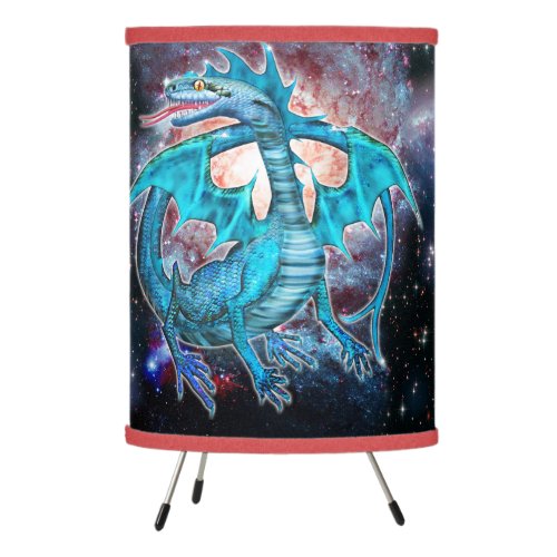 Turquoise Cosmic Dragon Tripod Lamp