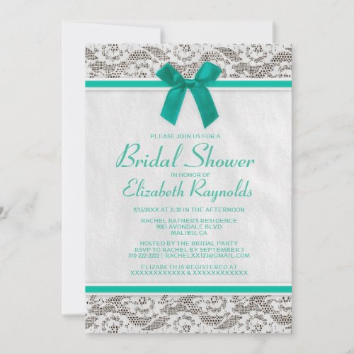Turquoise Country Lace Bridal Shower Invitations