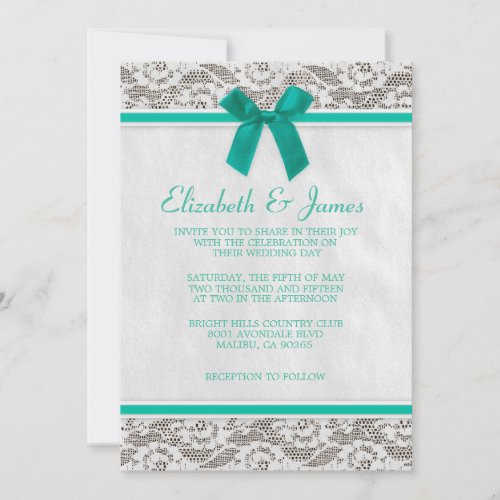 Turquoise Country Lace Wedding Invitations