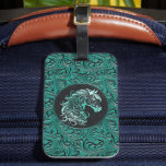 Turquoise Cowgirl Floral Tooled Leather Horse Head Luggage Tag at Zazzle