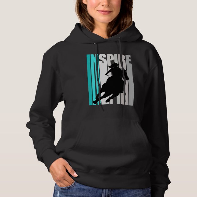Turquoise Cowgirl Hat Rodeo Inspire Western Theme  Hoodie (Front)