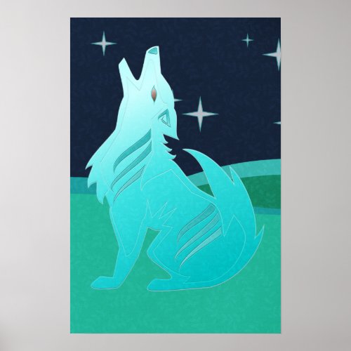 Turquoise Coyote Poster