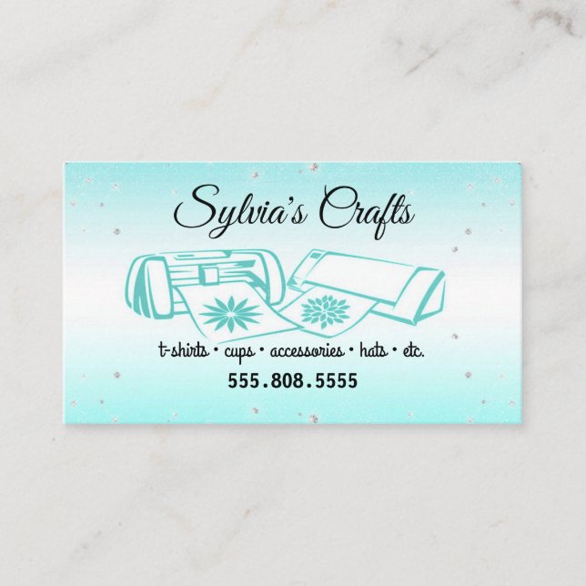 Turquoise Crafting Vinyl Business Card (Front)